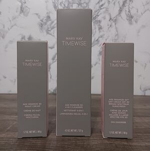 Mary Kay Timewise Age Minimize 3D Day + Night Cream + 4 In 1 Cleanser Lot Of 3